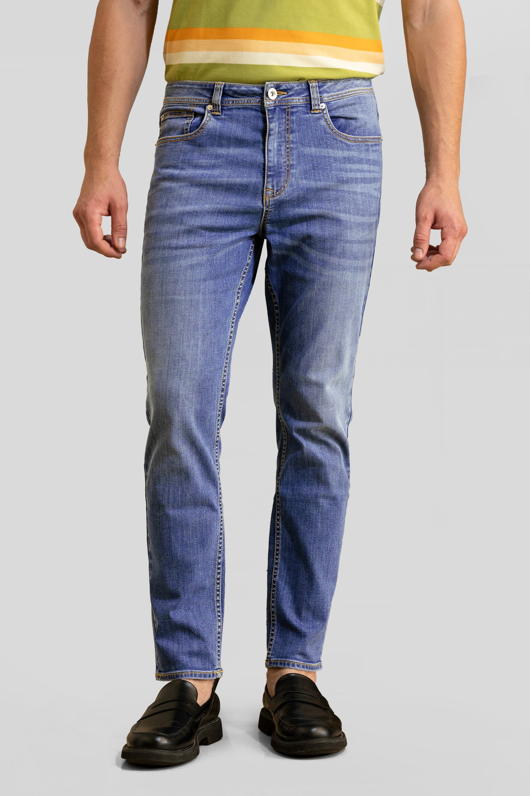 Enorsia Men's Blue Light Essential Super Stretch Regular Fit Jeans - Uk 36