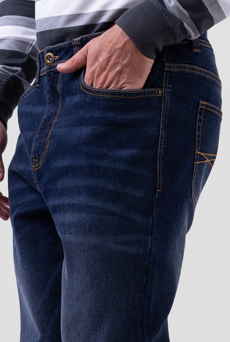 Mens Navy Relaxed Straight Fit Jeans