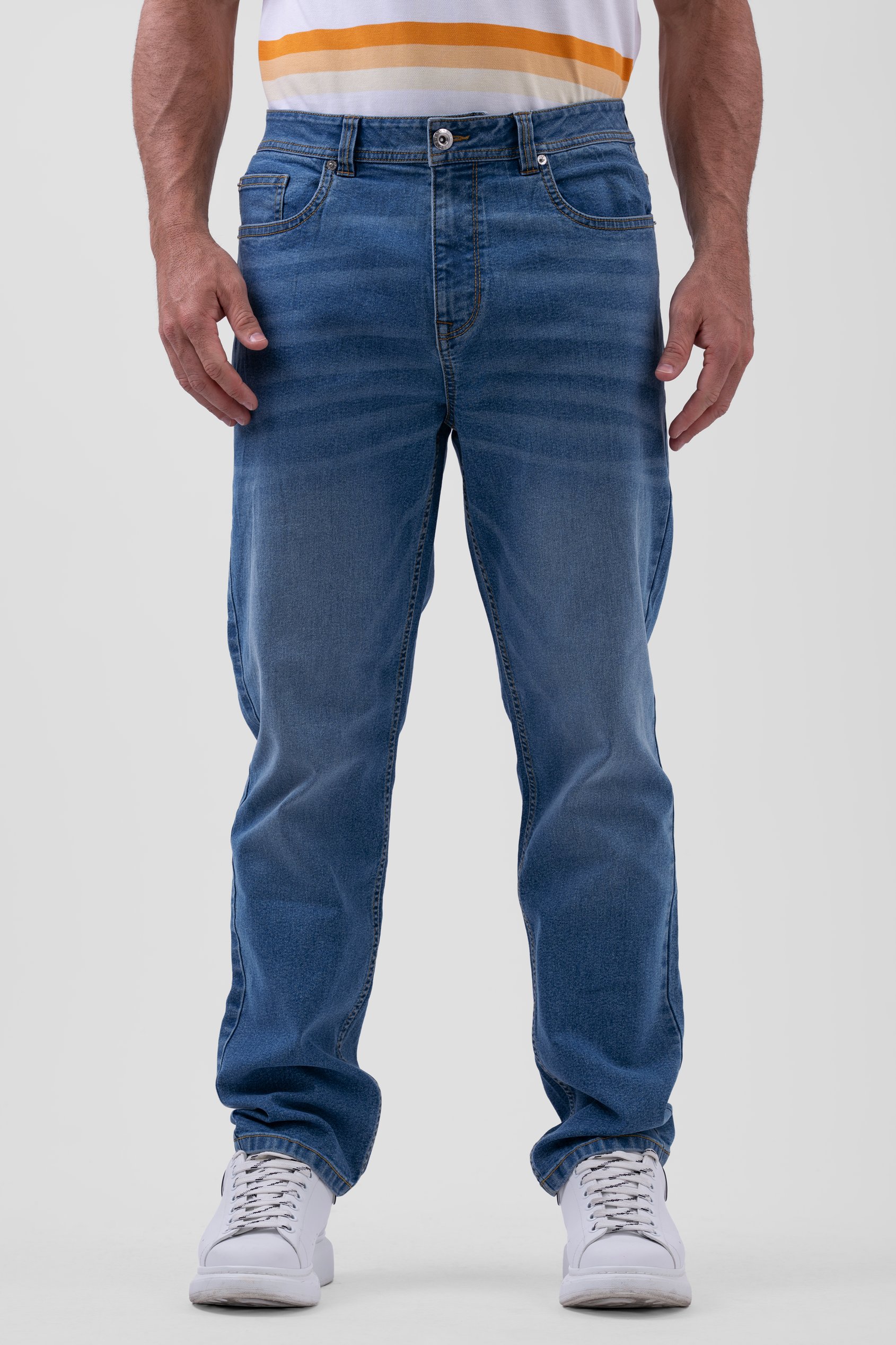 Enorsia Men's Blue Comfort Straight Fit Jeans - Uk 36