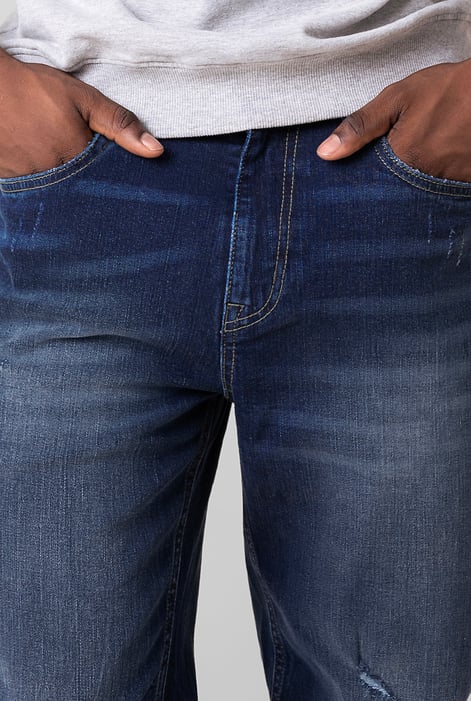 Mens Blue Ripped Denim Jeans