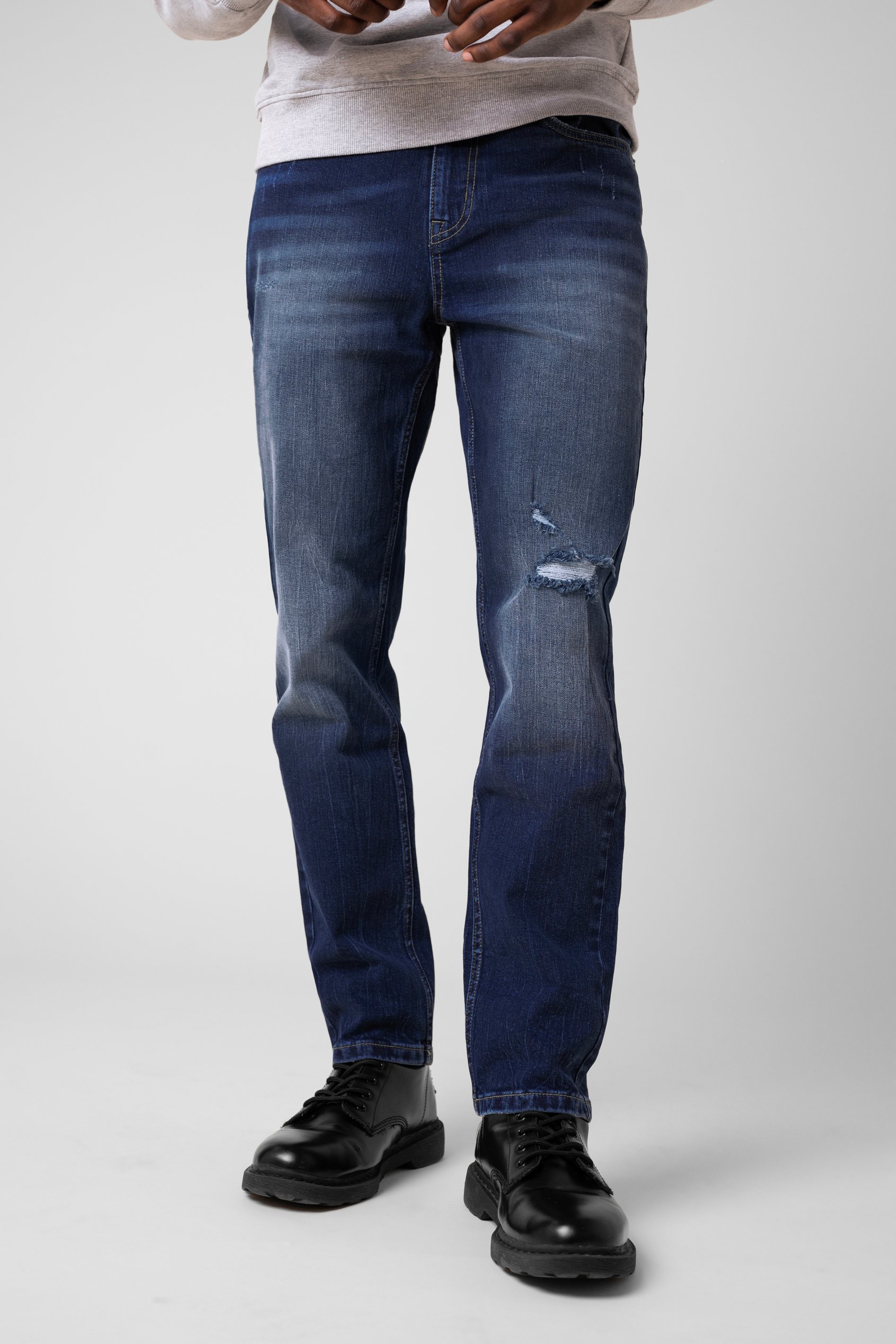 Enorsia Men's Blue Ripped Denim Jeans - Uk 34