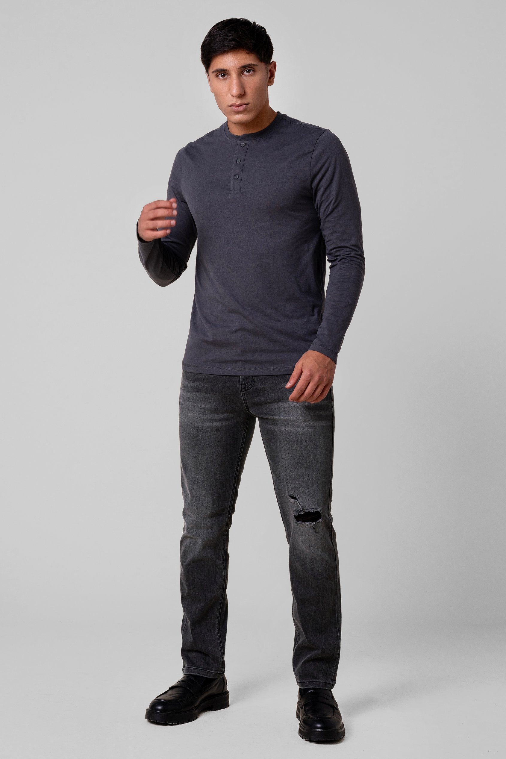 Regular Fit Distressed Stretch Denim Jeans