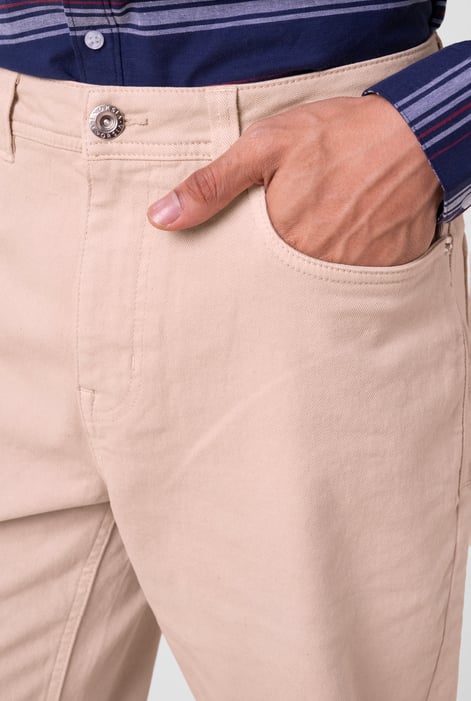 Mens Cream Regular Fit Coloured Denim