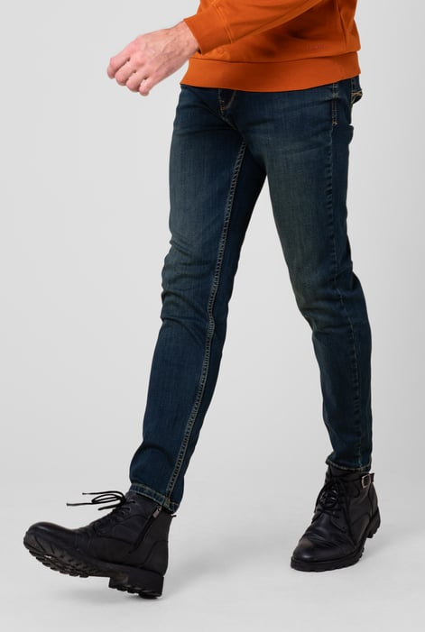 Mens Deep Blue Vintage Slim Fit Tapared Jeans