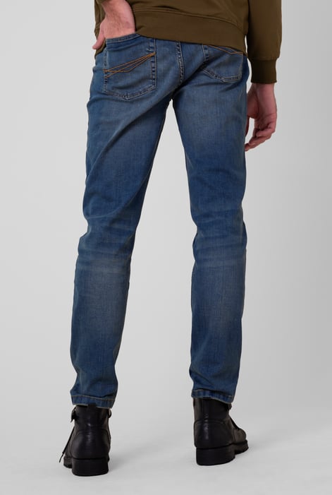 Mens Mid Blue Vintage Slim Fit Tapared Jeans
