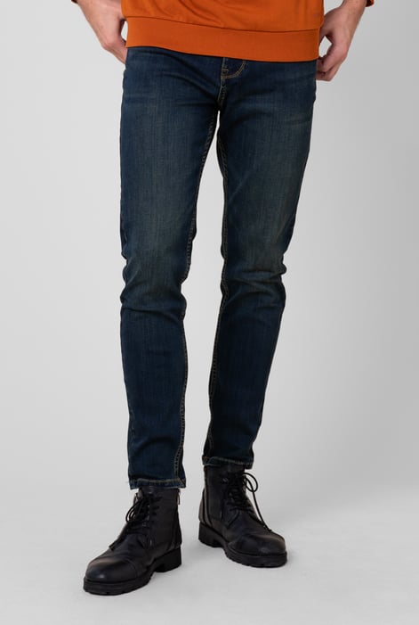 Mens Deep Blue Vintage Slim Fit Tapared Jeans
