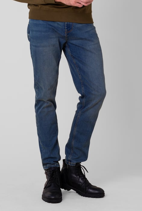 Mens Deep Blue Vintage Slim Fit Tapared Jeans