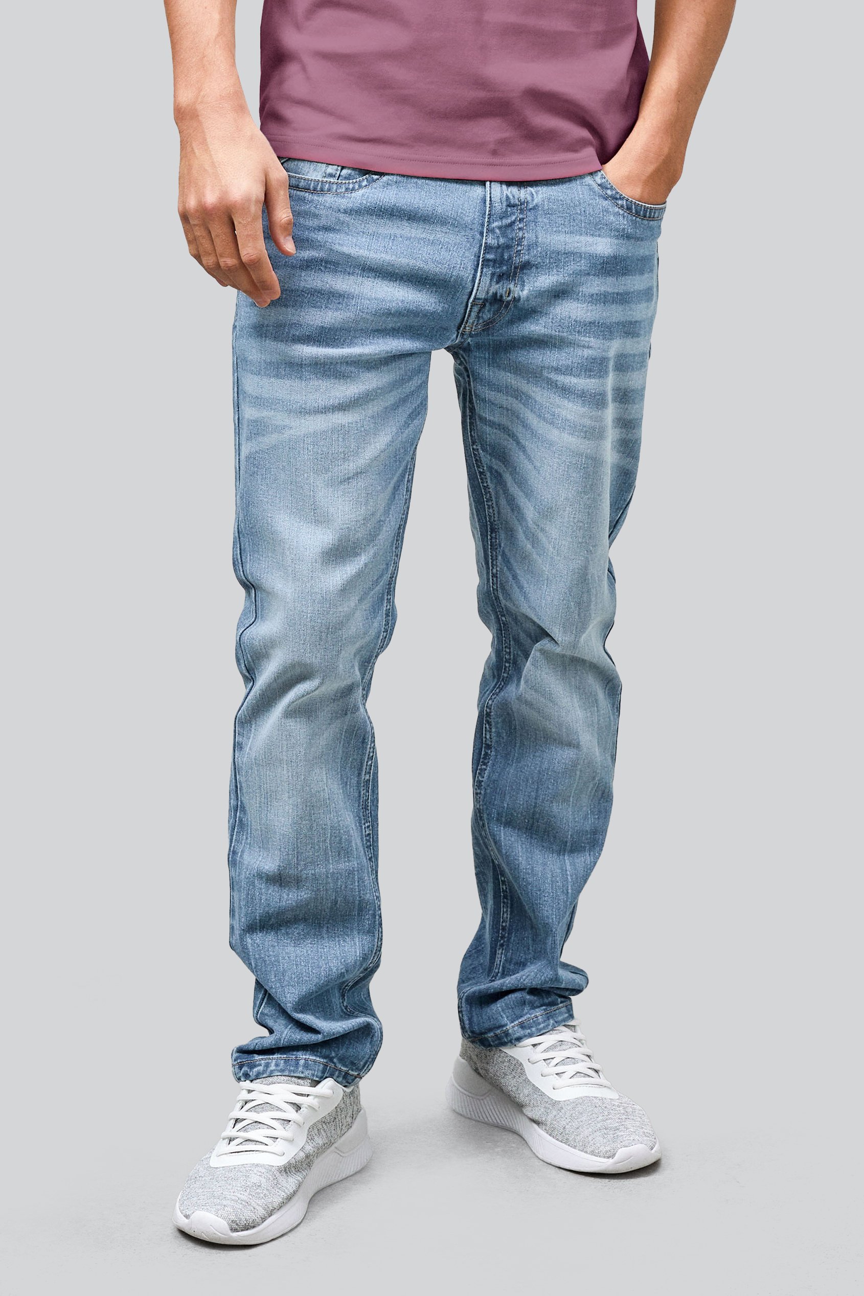 Enorsia Men's Light Blue Cotton Blend Slim Fit Jeans - Uk 38
