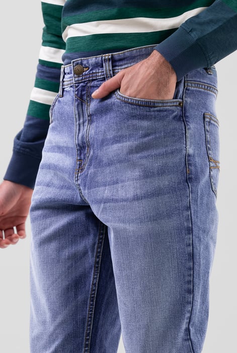Mid Blue Comfort Stretch Straight Fit Jeans