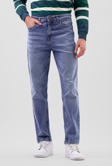 Mid Blue Comfort Stretch Straight Fit Jeans
