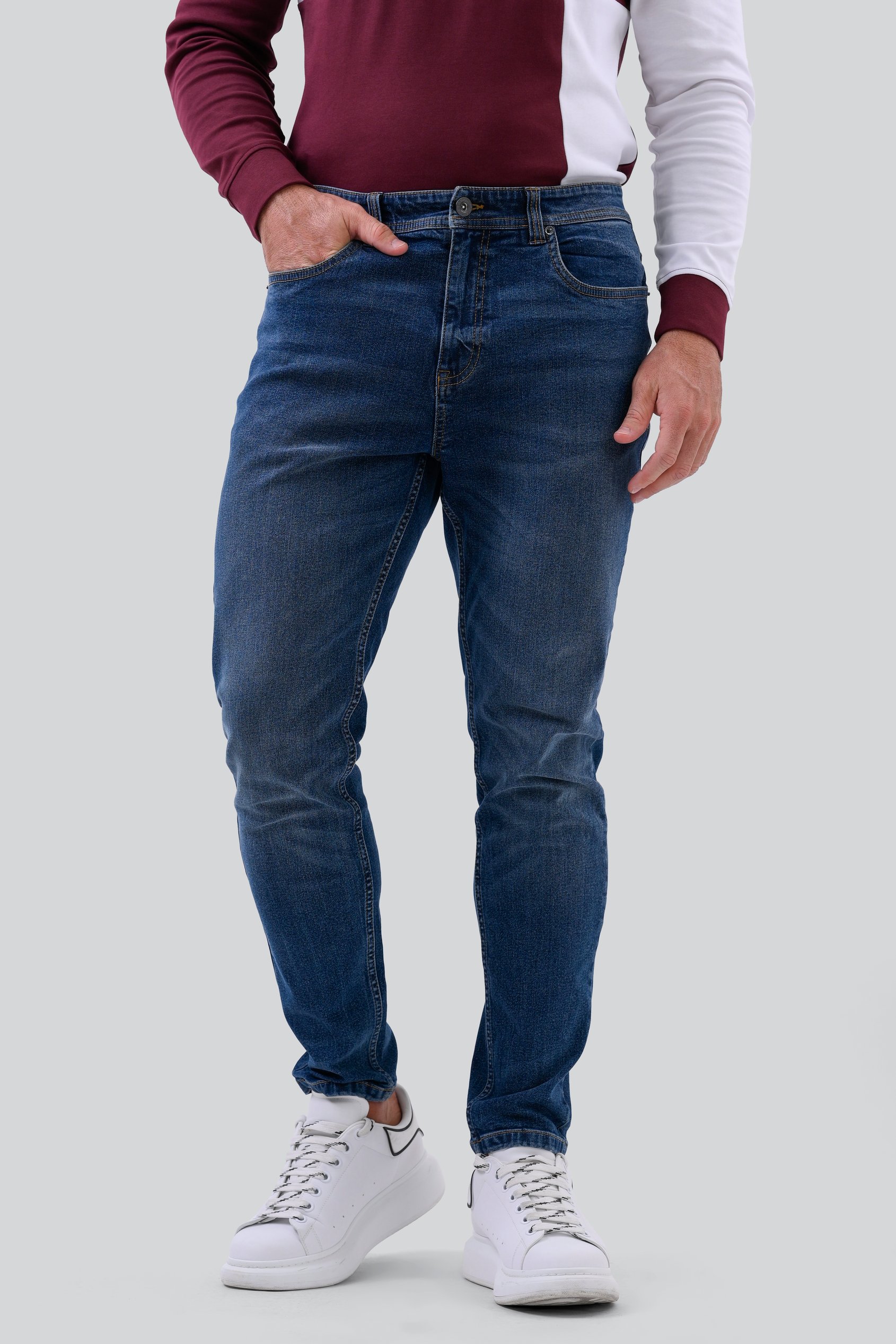 Enorsia Men's Deep Blue Slim Fit Jeans - Uk 40