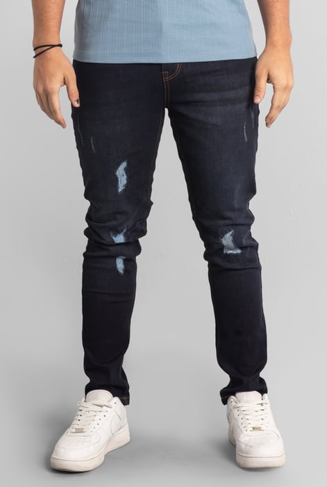 Men's Blue Skinny Fit Distressed Denim Jeans