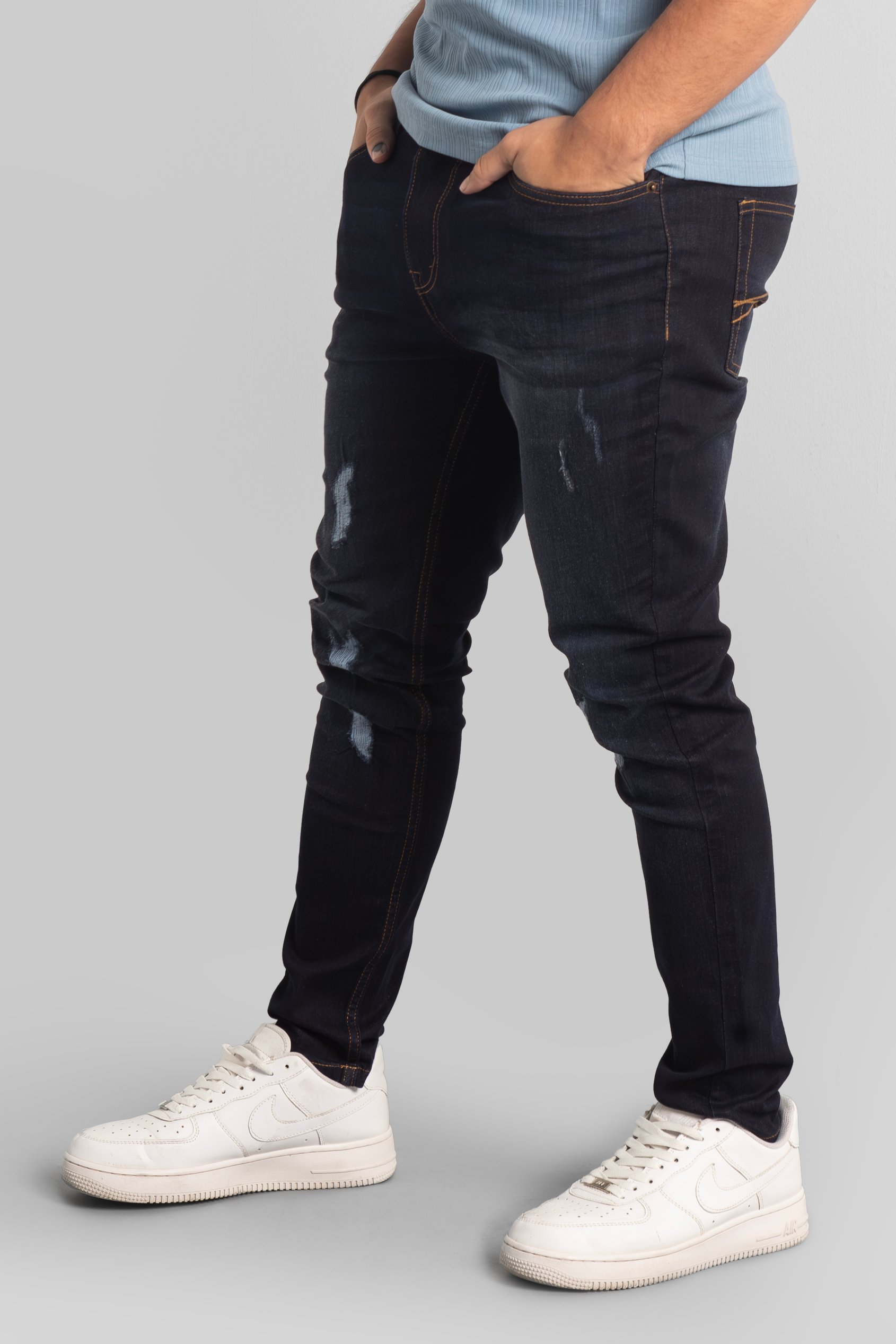 Mens Skinny Fit Distressed Denim Jeans