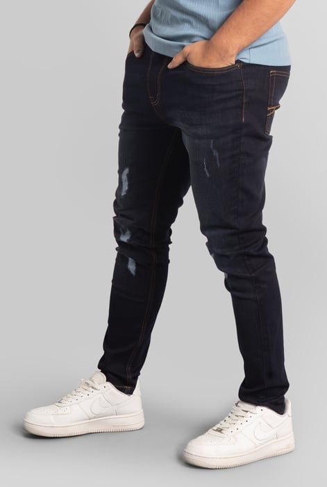 Men's Blue Skinny Fit Distressed Denim Jeans