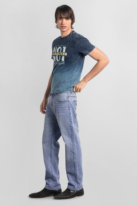Mens Loose Fit Blue Jeans