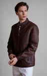 Smart Zip-Up Genuine Leather Biker Jacket