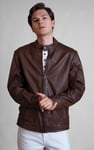 Smart Zip-Up Genuine Leather Biker Jacket