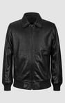 Mens Detachable Borg Collar Genuine Leather Jacket