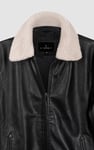 Mens Detachable Borg Collar Genuine Leather Jacket
