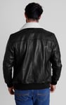 Mens Detachable Borg Collar Genuine Leather Jacket