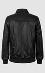 Mens Detachable Borg Collar Genuine Leather Jacket