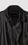 Mens Detachable Borg Collar Genuine Leather Jacket