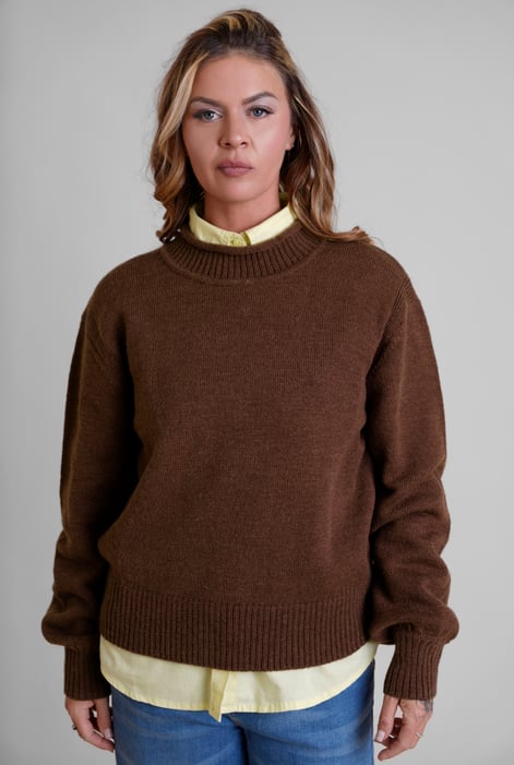 Womens Dark Brown Crew Neck Jumper