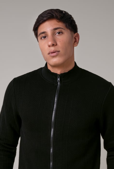Mens Black Premium Texture Jersey Jacket