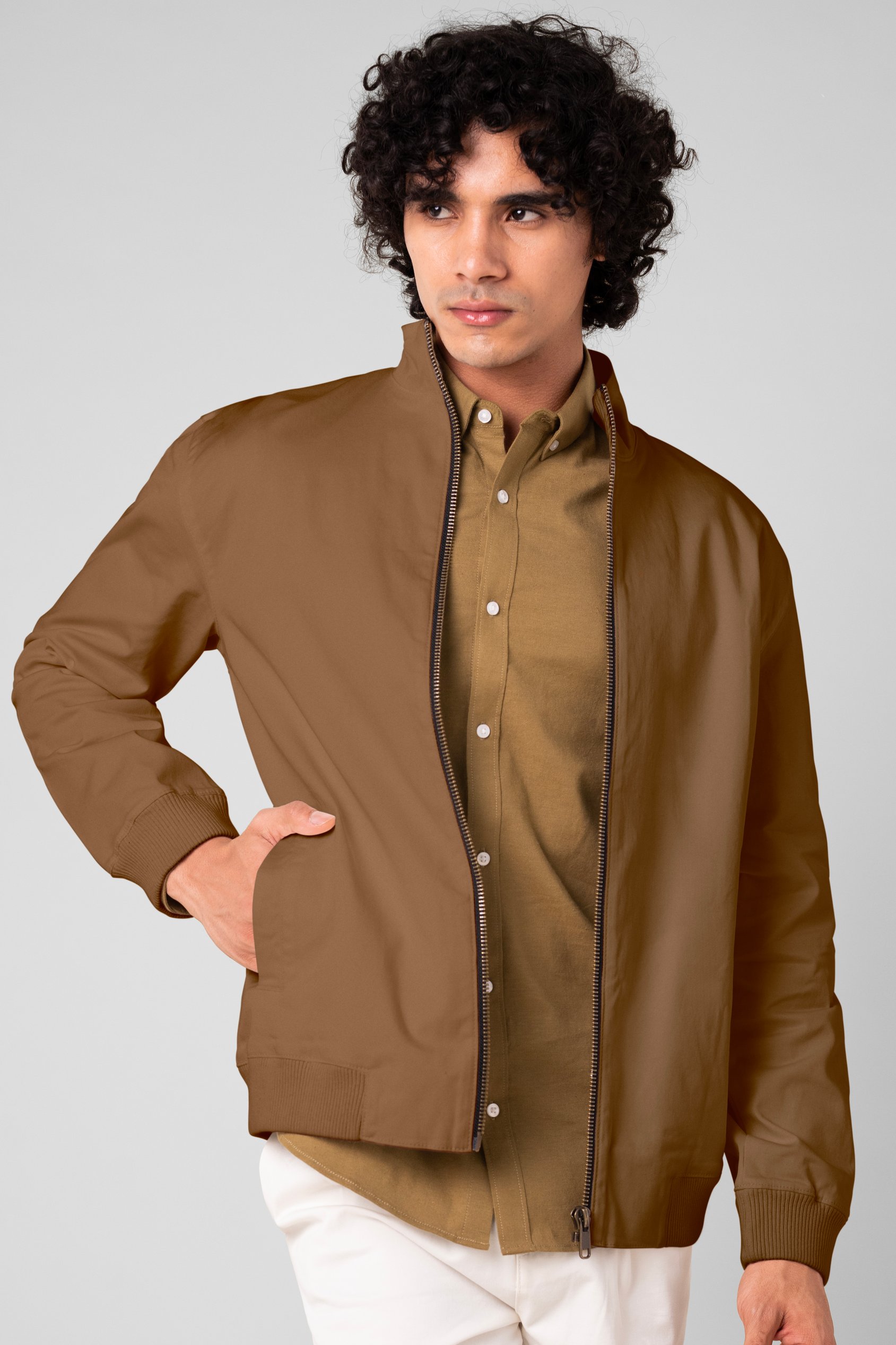 Mens Brown Harrington Jacket