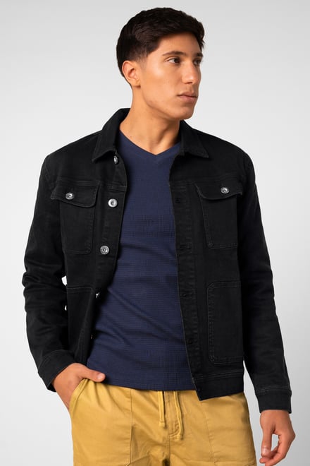 Men's Washed Black Denim Jacket
