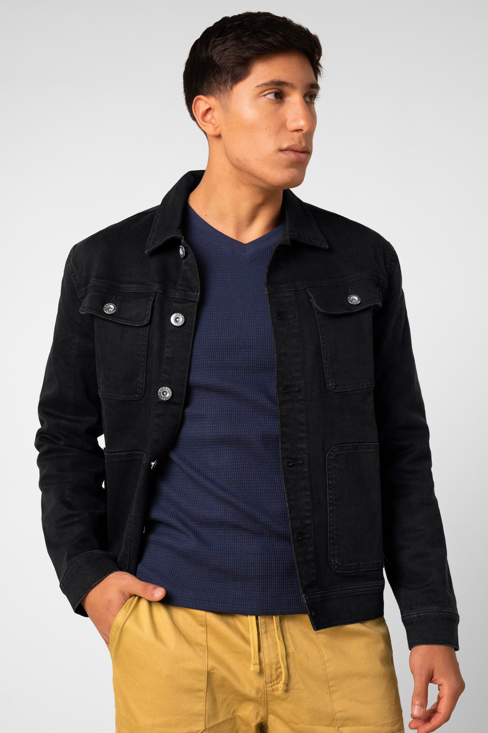 Men's Washed Black Denim Jacket