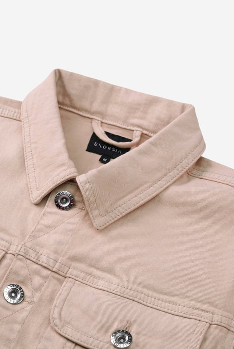 Mens Beige Overdye Denim Jacket