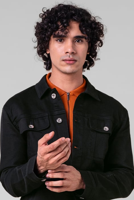 Men's Regular Fit Black Denim Jacket