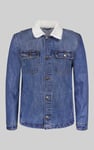 Men's Borg Collar Denim Trucker Jacket