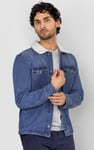 Men's Borg Collar Denim Trucker Jacket