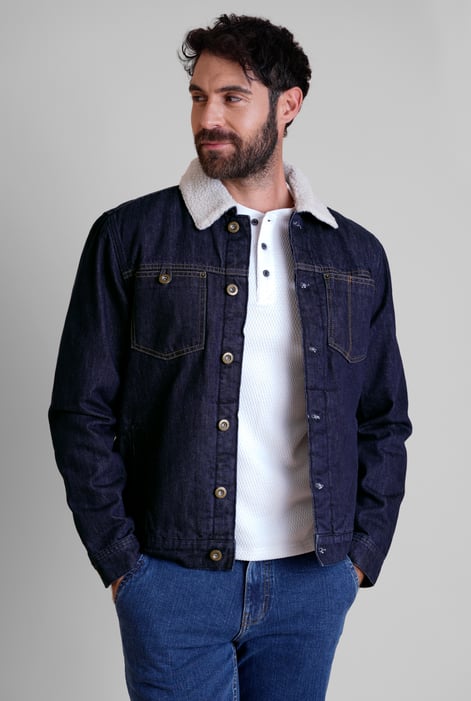 Men's Raw Wash Borg Lined 100% Cotton Denim Jacket