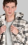 Check Hooded Borg Lined Shacket