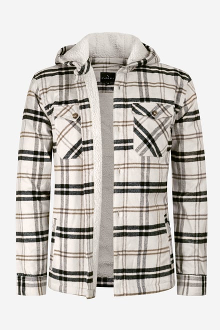 Check Hooded Borg Lined Shacket