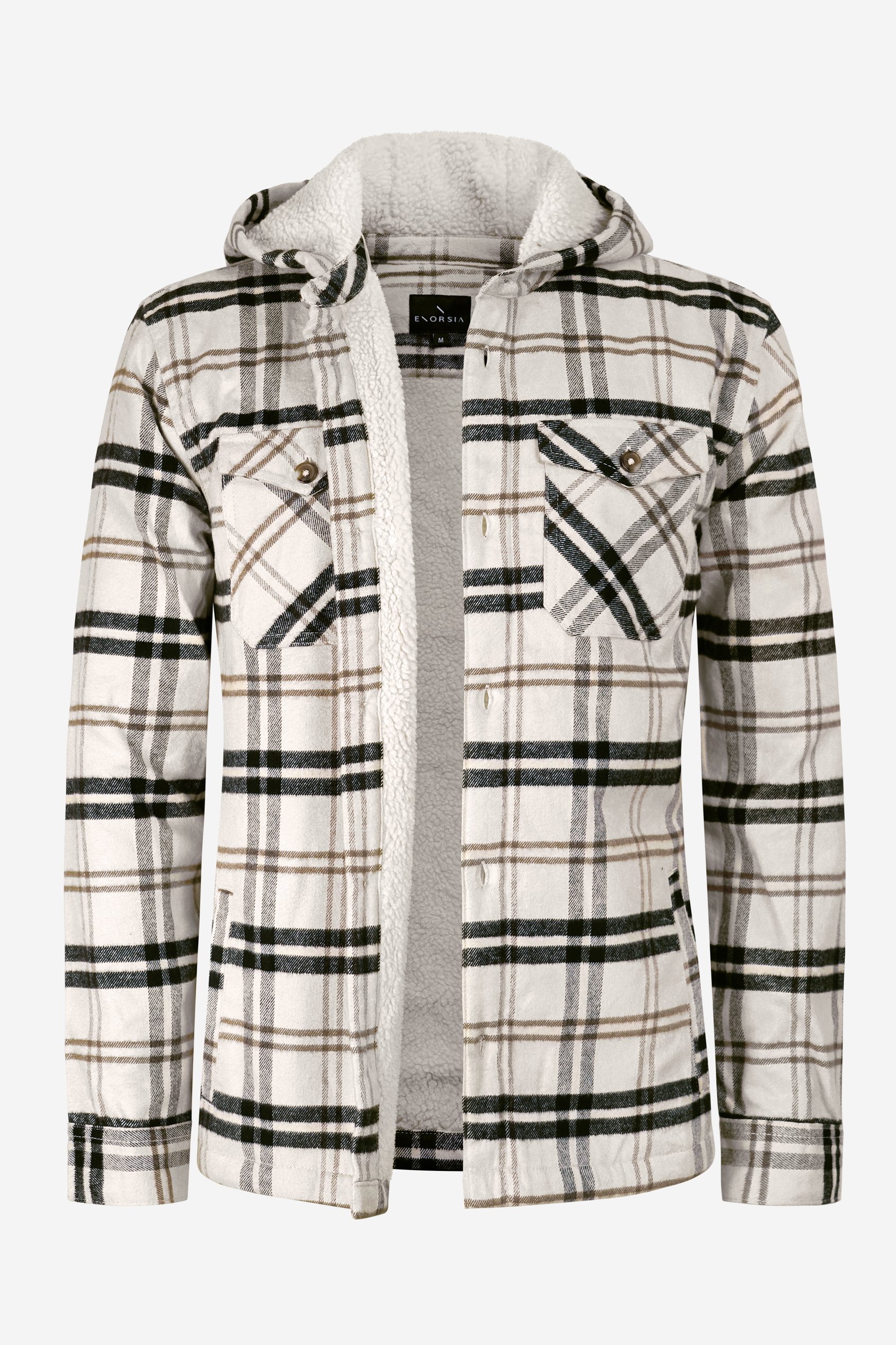 Check Hooded Borg Lined Shacket