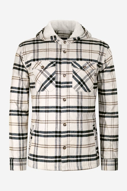 Check Hooded Borg Lined Shacket