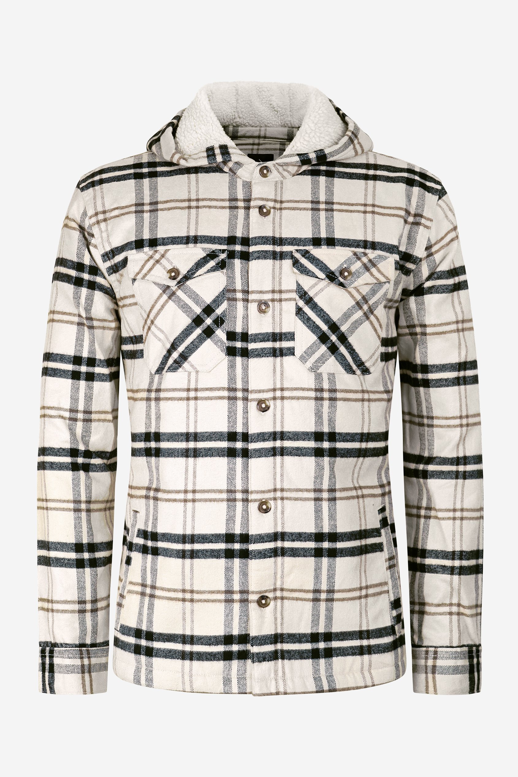 Check Hooded Borg Lined Shacket