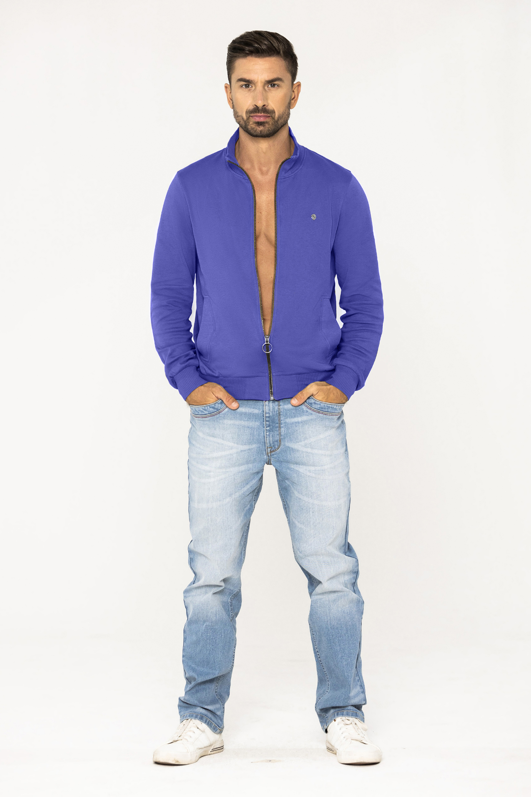 Funnel Neck Zip Through Sweatshirt