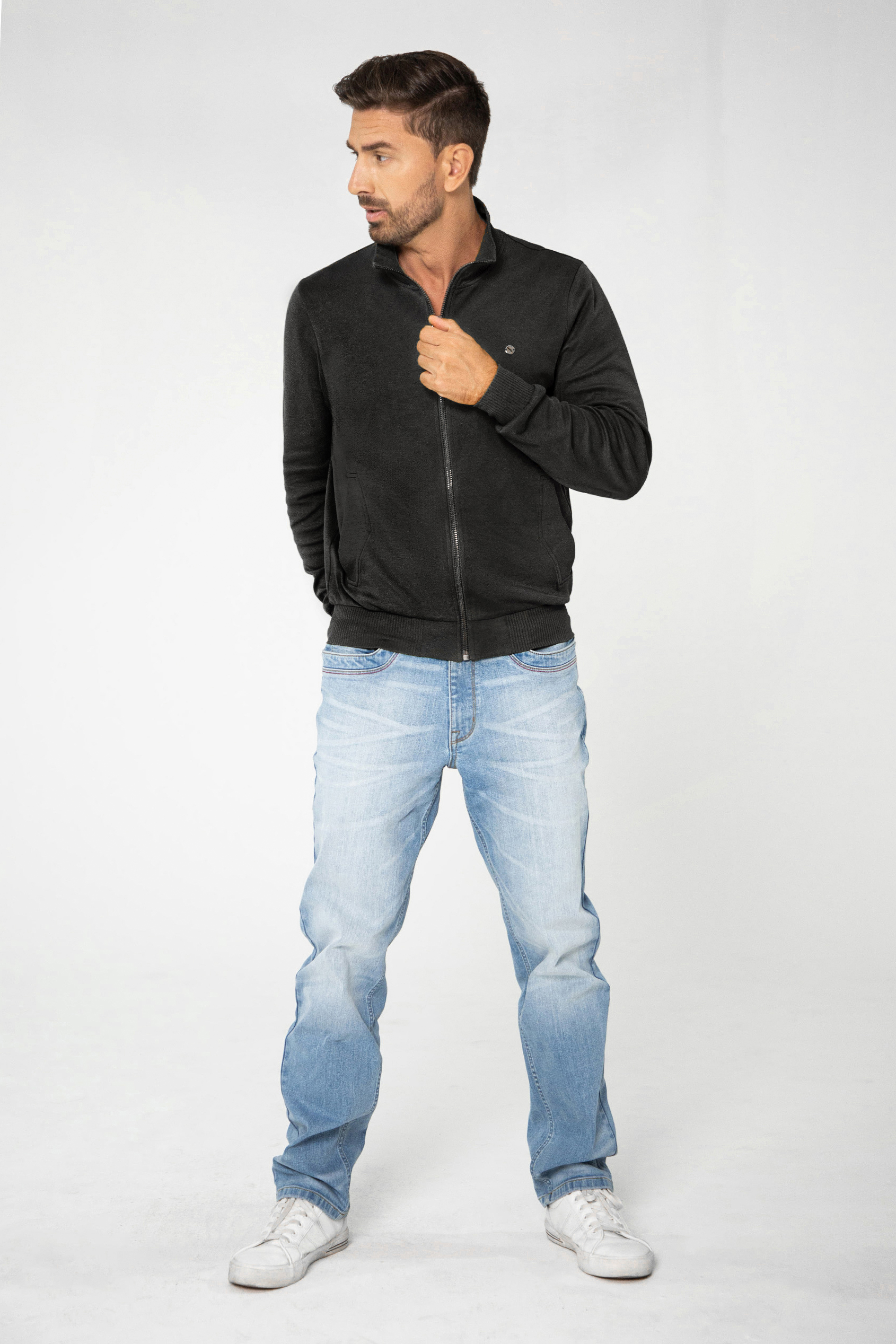 Funnel Neck Zip Through Sweatshirt