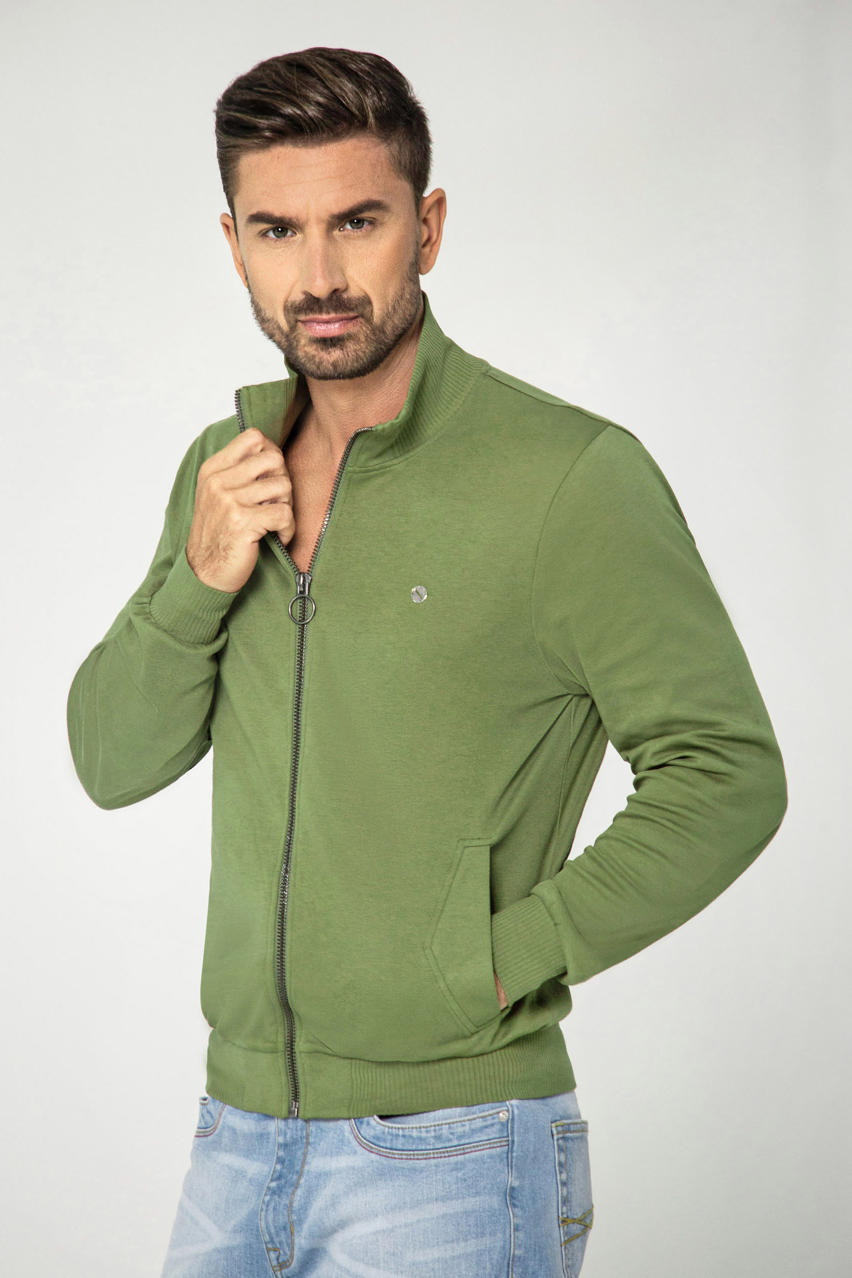 Funnel Neck Zip Through Sweatshirt