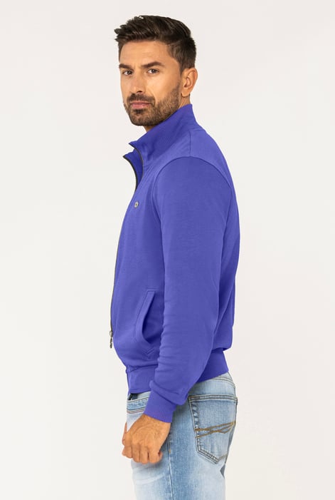 Blue Funnel Neck Zip Through Sweatshirt