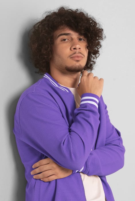Purple Heavy Waffle Bomber Jacket