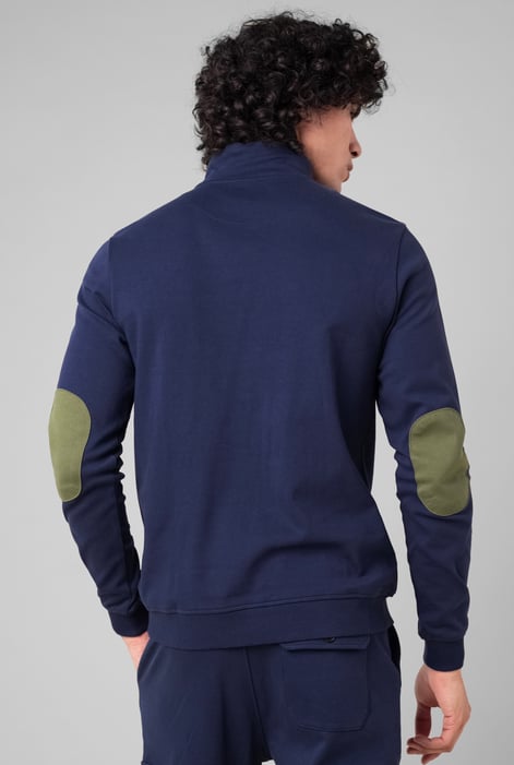 Navy Elbow Patch Half Zip Sweatshirt