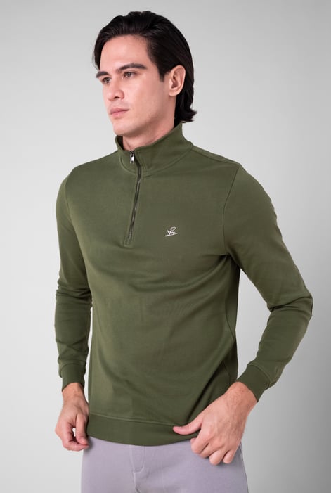 Grey Elbow Patch Half Zip Sweatshirt