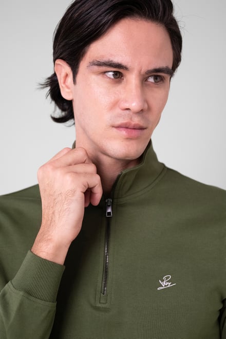 Elbow Patch Half Zip Sweatshirt