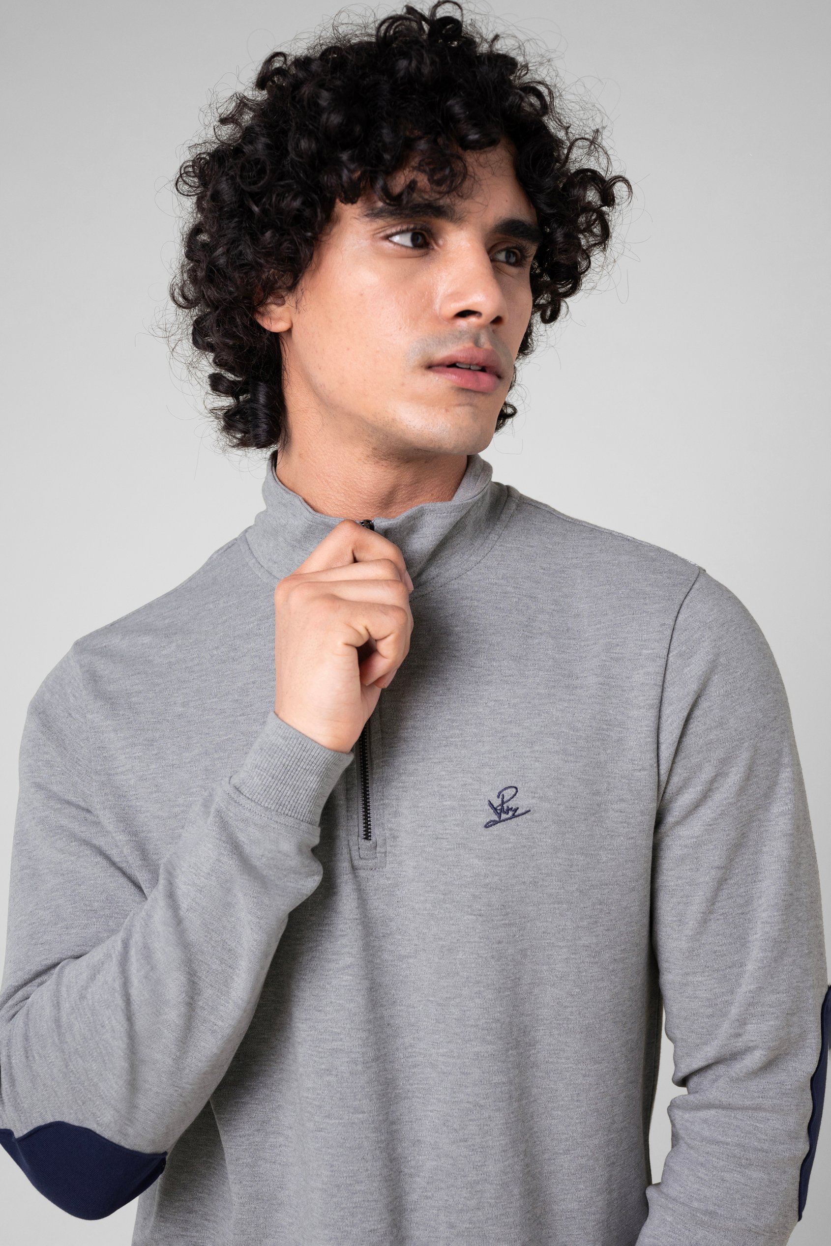 Elbow Patch Half Zip Sweatshirt